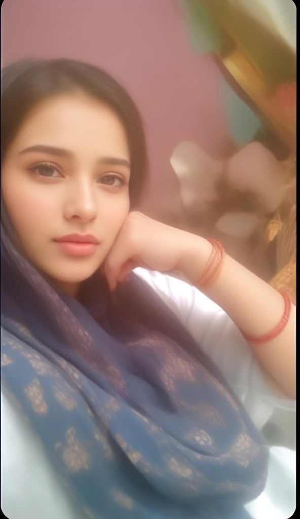 there is a woman that is sitting down with a scarf on, profile image, profile pic, very beautiful girl, kyza saleem, faridah malik, indian, 2 , beautiful image, very very low quality picture, traditional beauty, 18 years old, 2 4 years oldtiful, 30 years old woman, 3 0 years old woman