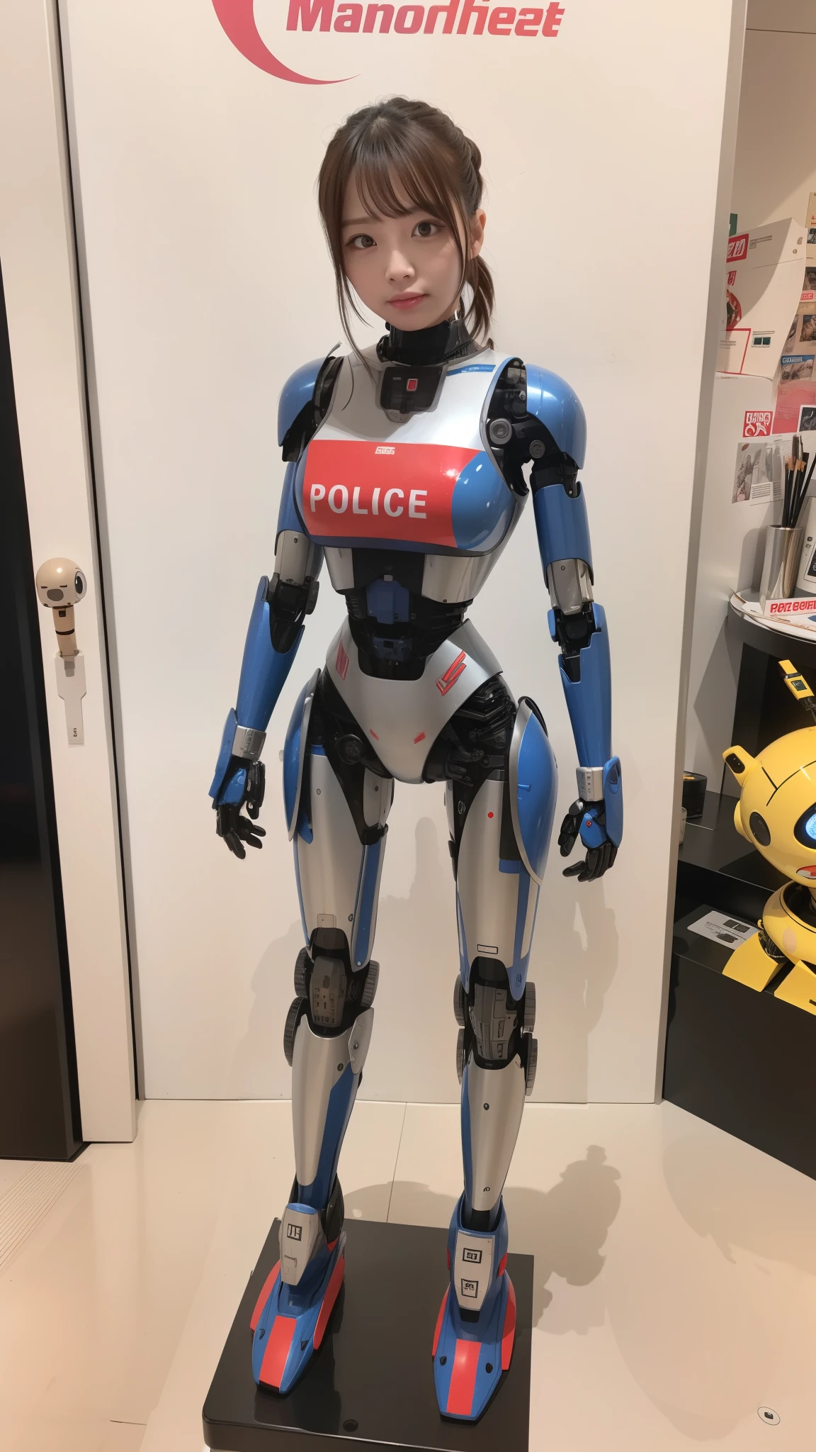 armored robot, Police, robot, perfect-female-robot, perfect-mechanical-body