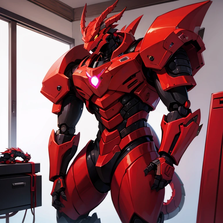 Robot Dragon，Red Dragon，Sentado no apartamento