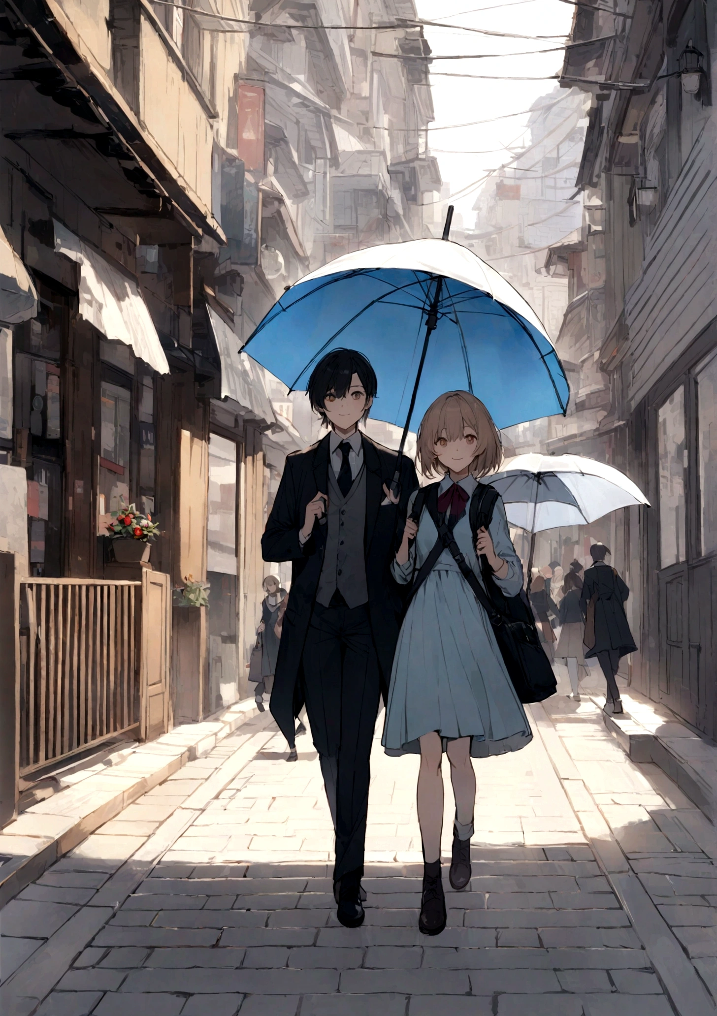 I see a young girl,She wore a light dress,Carry a small bag,Thin hair fluttering in the wind。She has a beautiful face,Eyes are clear and bright。
The girl had a special umbrella,This umbrella is transparent,No frills,The surface of the umbrella is wide and rounded。On a crowded street,Her appearance is different。
The street is lined with pedestrians hurrying past.,Wear different costumes,Busy getting things done。Someone rushed to the office,Someone picked up their backpack and hurried off to school.。These people々walked around her,Noise々As if forming a nice background。
but,このNoise々In a new environment,That girl is different。She walked calmly,under the umbrella, She seems to have entered another space。The transparent raindrops on the surface of the umbrella swayed as she moved.,it is水面にきらめく波紋のようだ。
There was no sign of fatigue on the girl's face.,Instead, Smile and exude a calm demeanor。
In this photo, A girl with a transparent umbrella is walking through an intersection,it is,、It depicts an attractive youthful image.。。