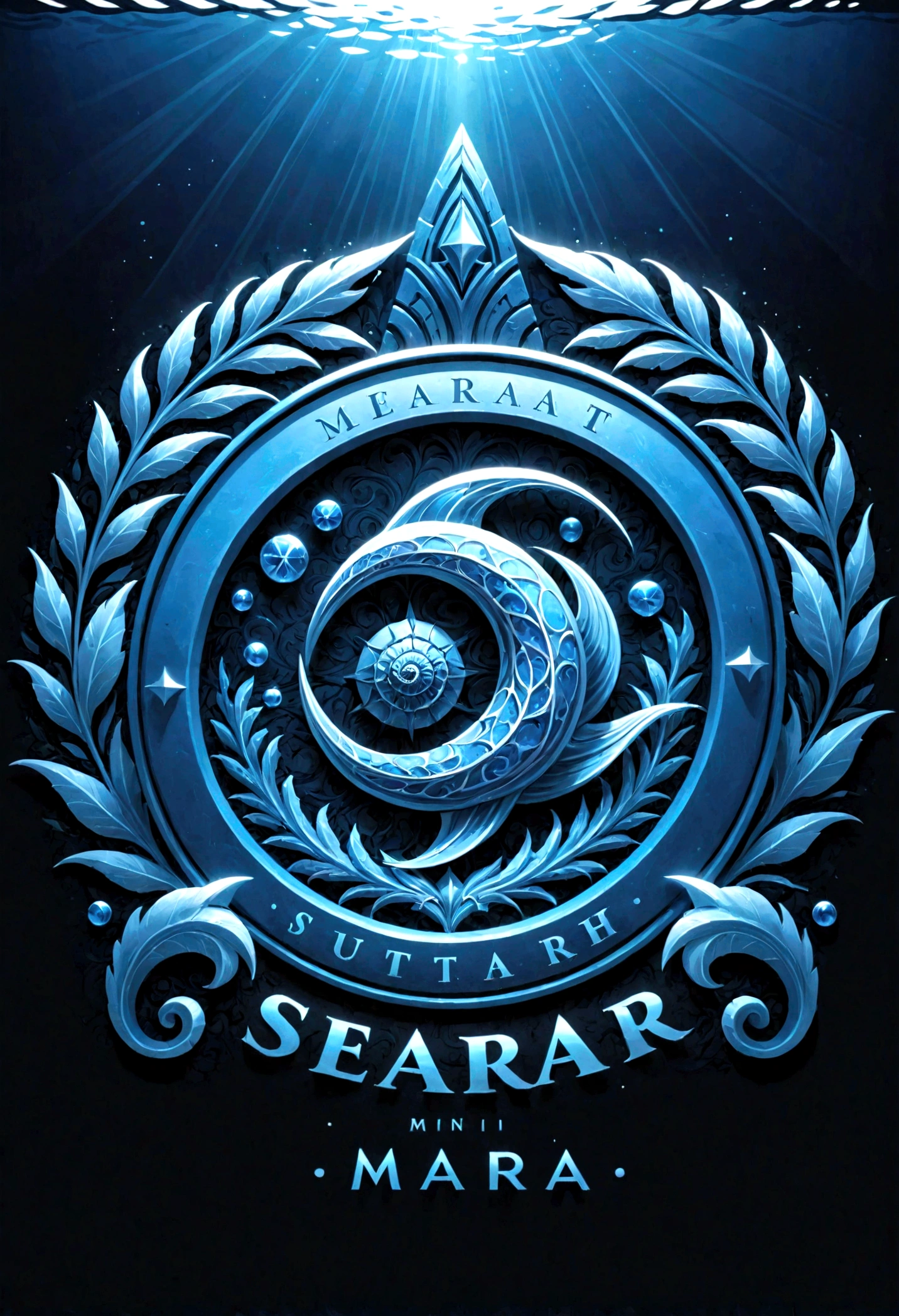 SeaArt Studio, logo marca, fundo azul marinh