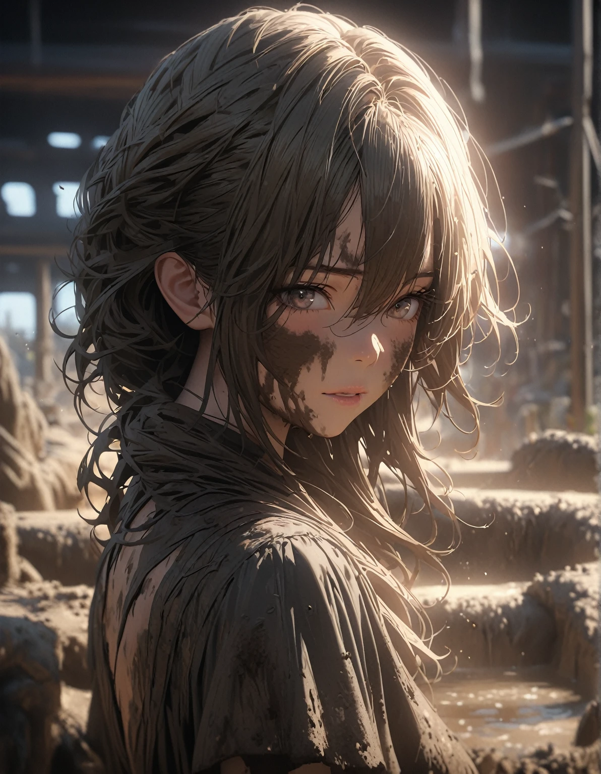 Beautiful Commoners、Perfect Face、Loose depiction、Eyes are hollow focus、Open your hands、Muddy,close,Rim Light,Matte special effects,Full body portrait,OC Renderer,Octane Renderer,Pure White Background, High detail, 4K, masterpiece.