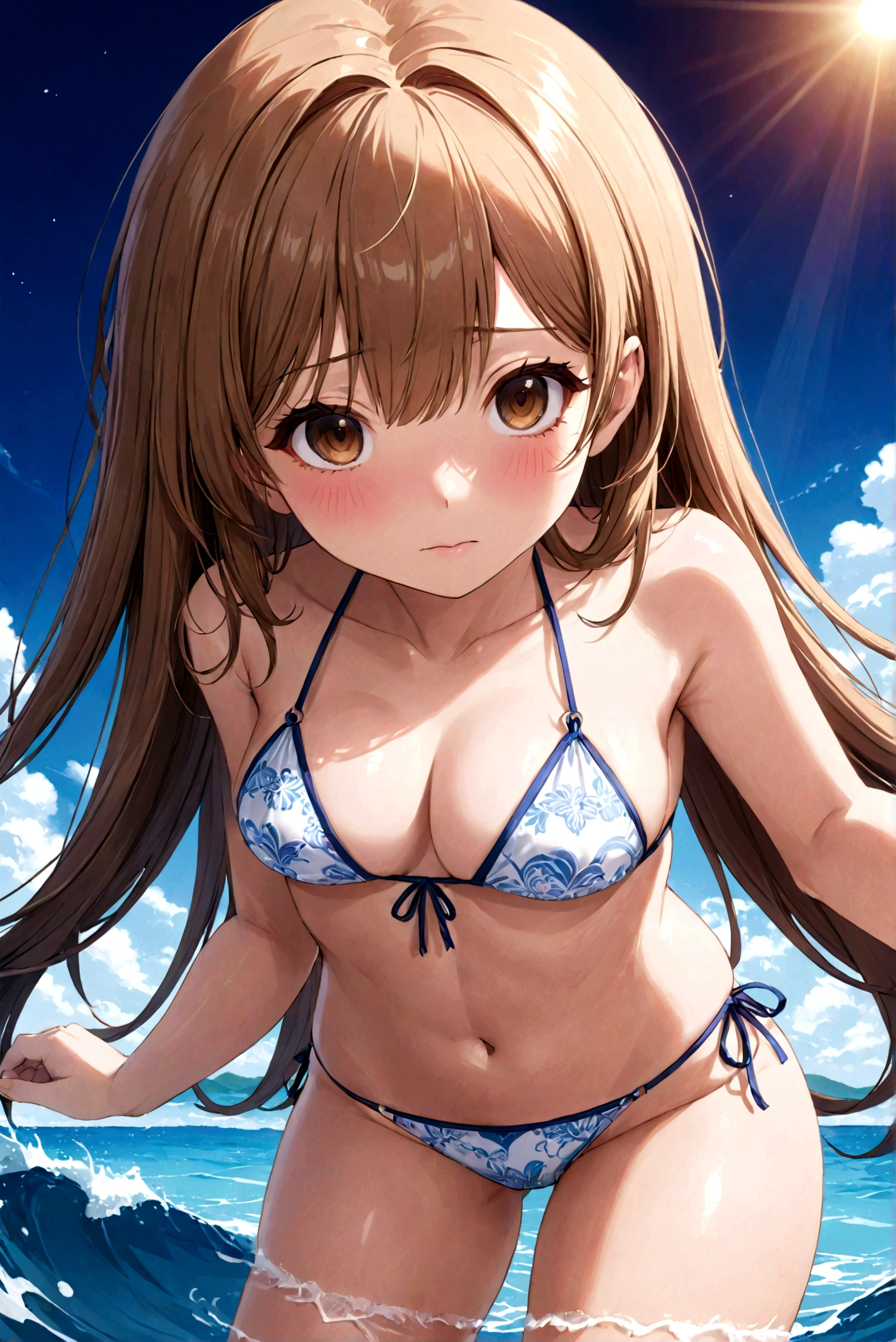 (Master quality)(Anime Style)(RAW Photos)High detail, Very detailed, Ultra-high resolution(Official Gravure)(Close out shot 1.5)Turn around,bikini,white