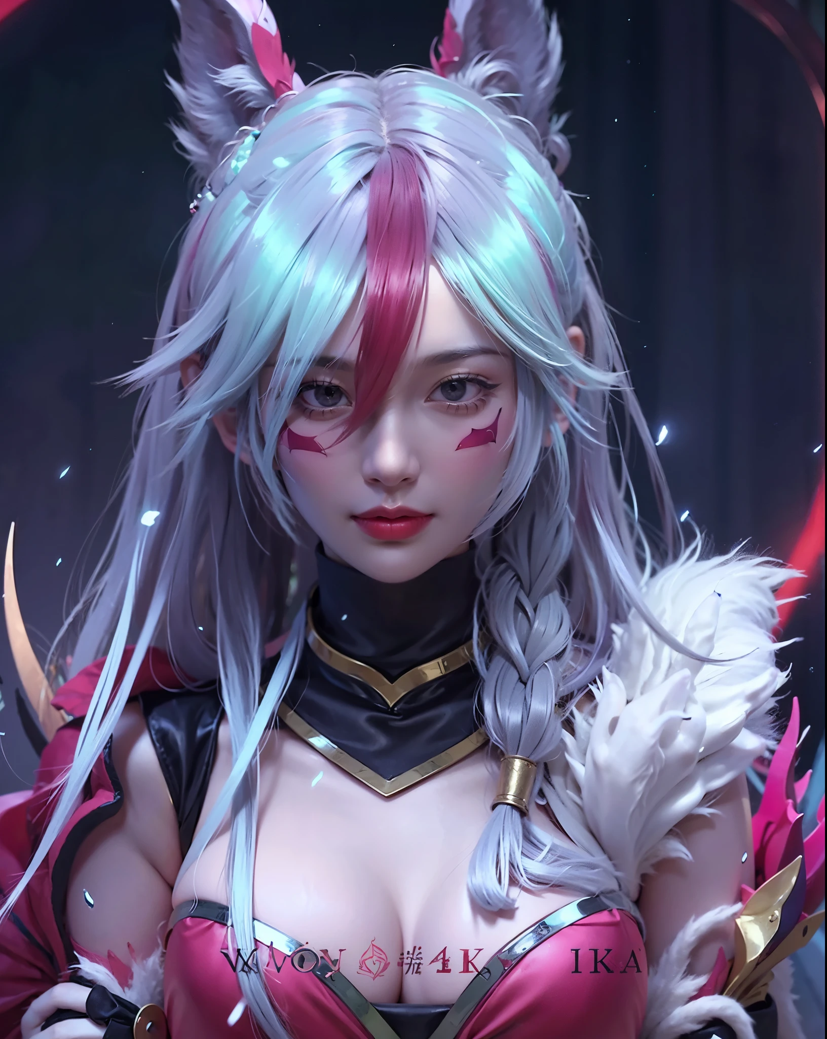 (max resolution: 1.2), (Ultra HDTV: 1.2), 8K resolution, Eye and skin details, face details, , (Sharp focus: 1, 2), (Precise focus ) facial expressions: 1,2), Girl portrait, (long hair), (short hair), White hair, Red eyes, Crystal red horn,