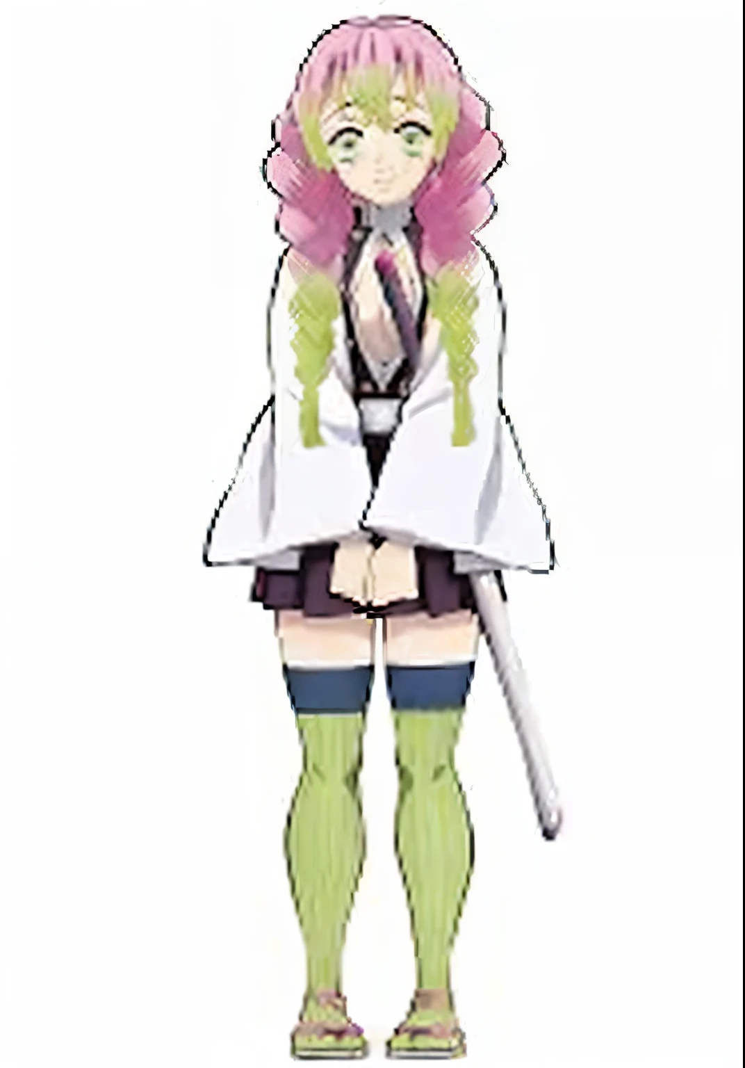 Pink and green haired anime girl holding a sword, Famous Makinami, yayoi kasuma, rei hiroe, haruno sakura, shirabii, sakura kinomoto, honest, honest shinka, chiaki nanami from danganronpa, wataru kajika, madoka kaname, Anime Characters Naked