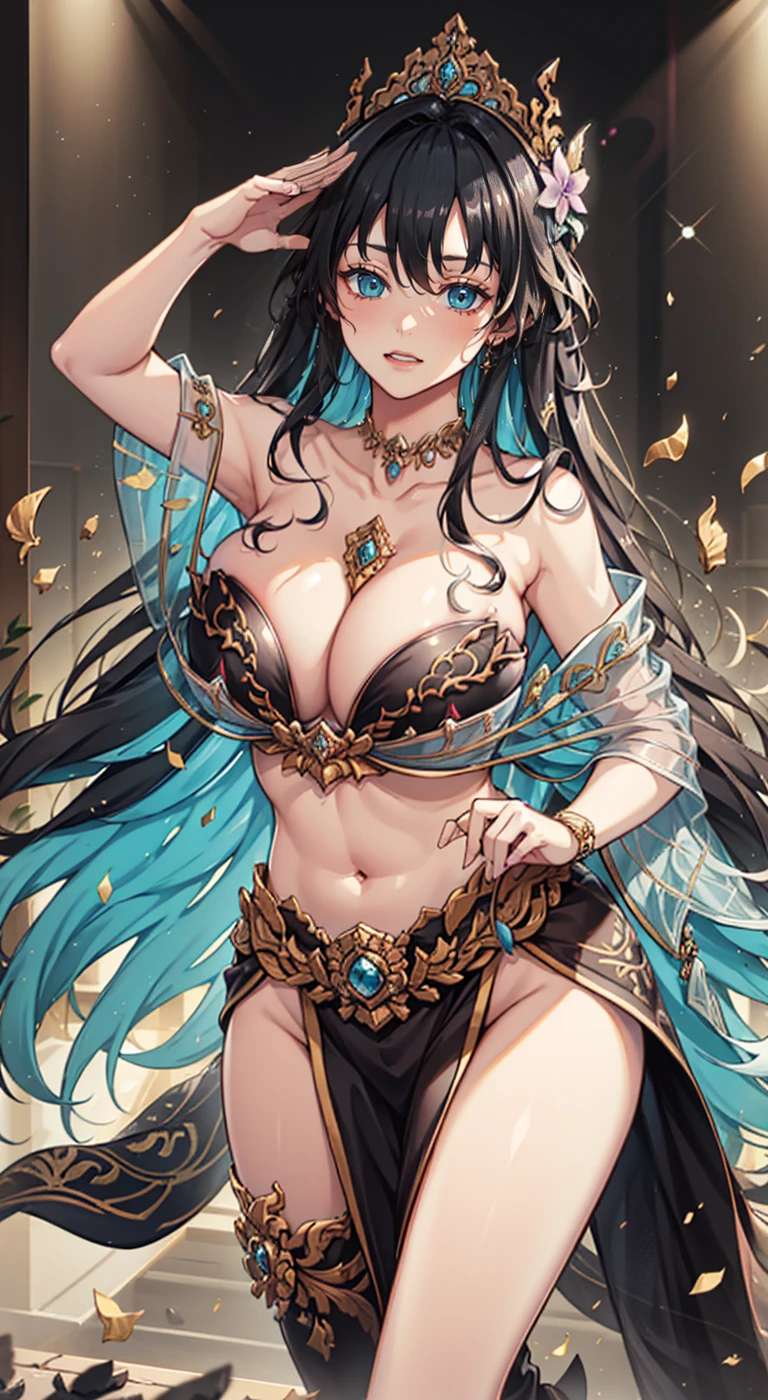welcome,Enchanted,stand on your feet,Have fun,in love,Legendary outfit,lilac fabric,Set an elegant example,See-through transparent clothes,Translucent whites,Intricate welcomes headdress,elaborate costume,bedroom,person only,silver white hair,light blue eyes,nighttime,big breasts,big tits:1.5, rift, visible chest, Show your breasts, open chest,((bare breast:1.37)), I saw bulging nipples.,(large areolae:1.4,pink,The nipples are clearly visible...) ,Legendary courtyard,seductive pose,8ก,Navel drive,danceรำ,dance