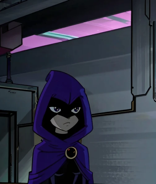 score_9, score_8_up, score_7_up, volumetric lighting,
white raven, 1girl, solo, short hair, purple hair, hood, cape, colored skin, cloak, grey skin, forehead jewel