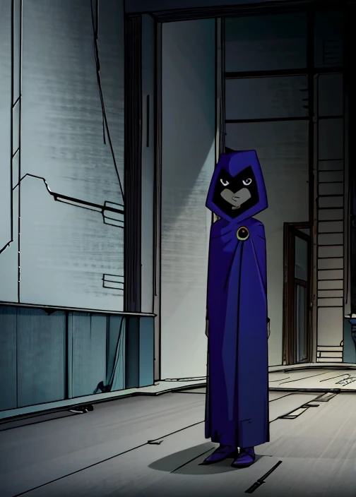 score_9, score_8_up, score_7_up, full body, volumetric lighting,
white raven, 1girl, solo, short hair, purple hair, hood, cape, colored skin, cloak, grey skin, forehead jewel