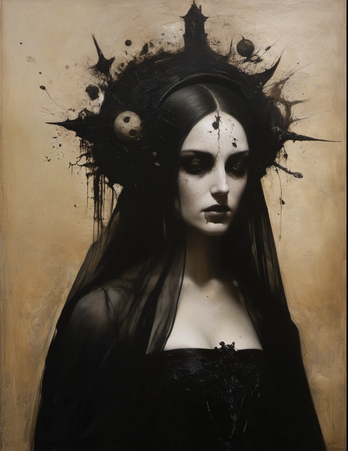 James Gurney, Surrealist art , dream-like, Mysterious, Provocative, symbolic, Complex, detailed,, (Gothic but very beautiful:1.4), (masterpiece, highest quality:1.4) , Nicola Samori Style, Decadence