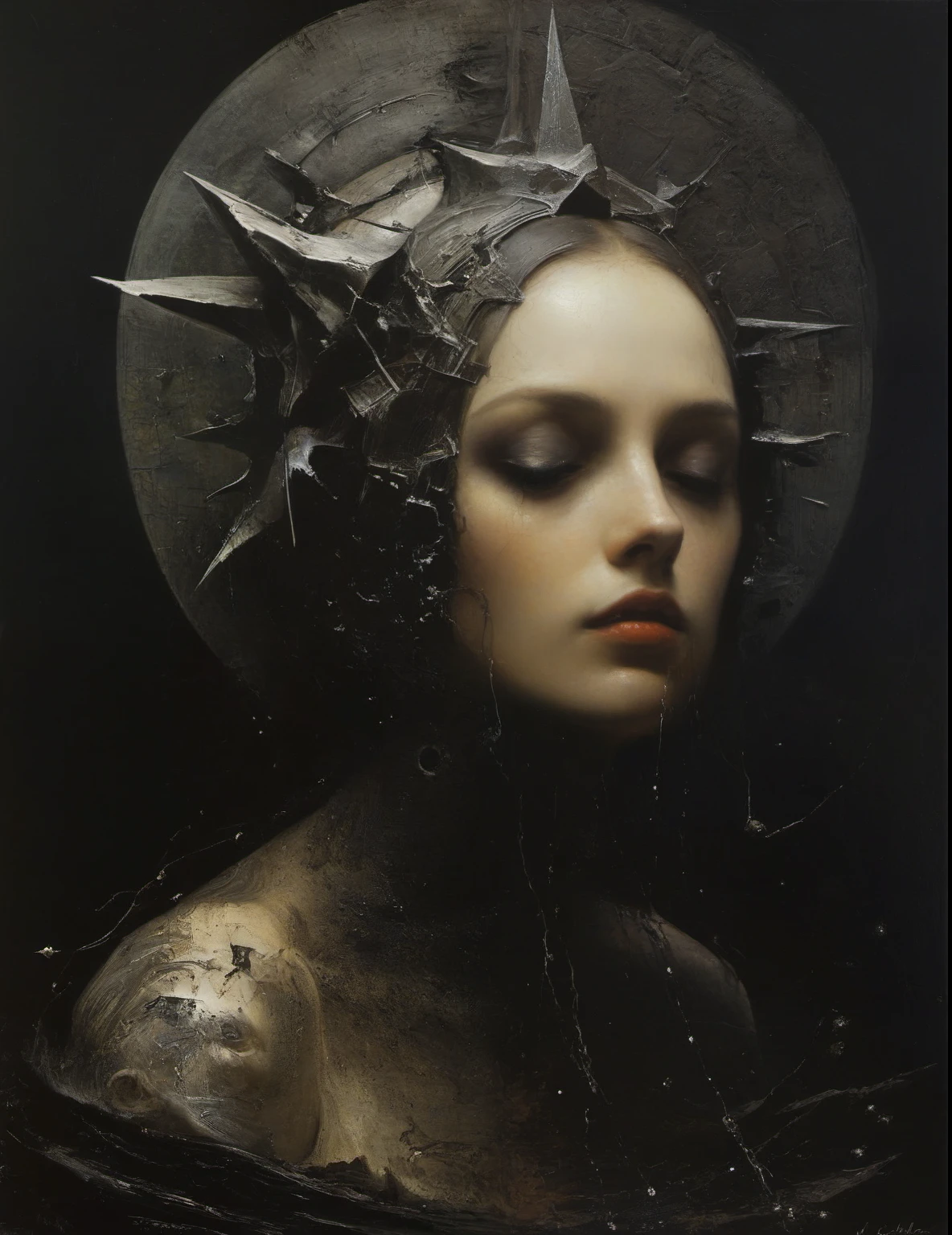 James Gurney, Surrealist art , dream-like, Mysterious, Provocative, symbolic, Complex, detailed,, (Gothic but very beautiful:1.4), (masterpiece, highest quality:1.4) , Nicola Samori Style, star