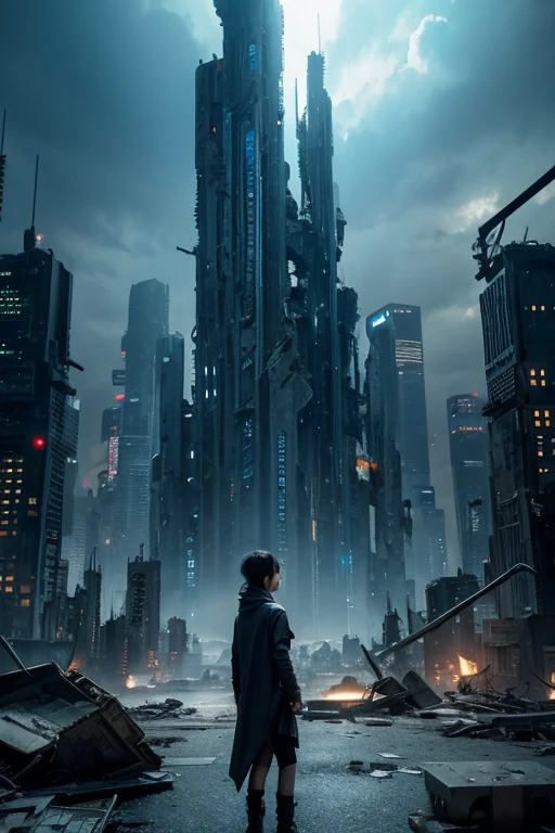 highest quality、A ruined futuristic city、dim、Surrealism