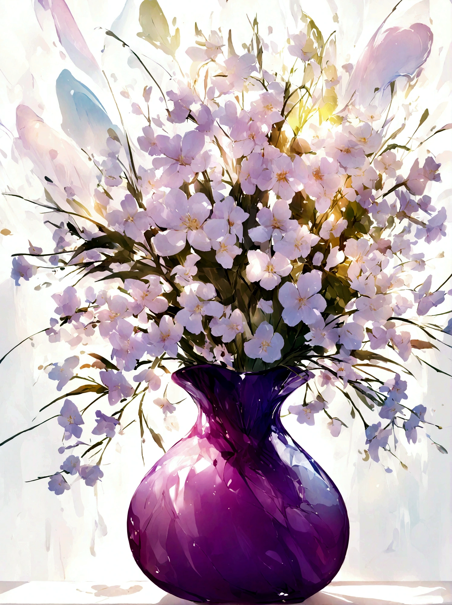 vase,plum bossom,Small flowers,Flowers,White background,vanilla,cream,whiskey,Abstract Art,emotion,emotion