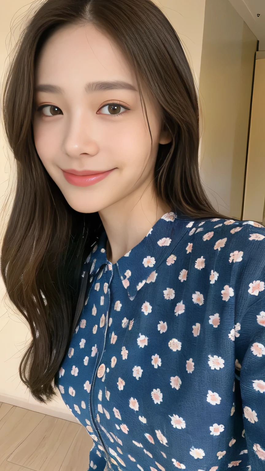 seed:2020674263.((Full body angle:1.1)).((highest quality, 8K, masterpiece:1.3)), ((from below:1.1)).concentrated:1.2, Perfect body beauty:1.4, Hips:1.2, ((Delicate Hair)), (Colorful button-through crop shirt :1.1) , ((highest quality、8K、masterpiece:1.3))、1 Girl、A sloppy smile、Esbian all over、Slim face、Big 、Beautiful woman、(Dark Brown Hair)、Long Hair、1.1、Flickering Valley、Detailed eyes、double eyelid、Blurred Background、超Slim face、Smile、Looking down、stroll、