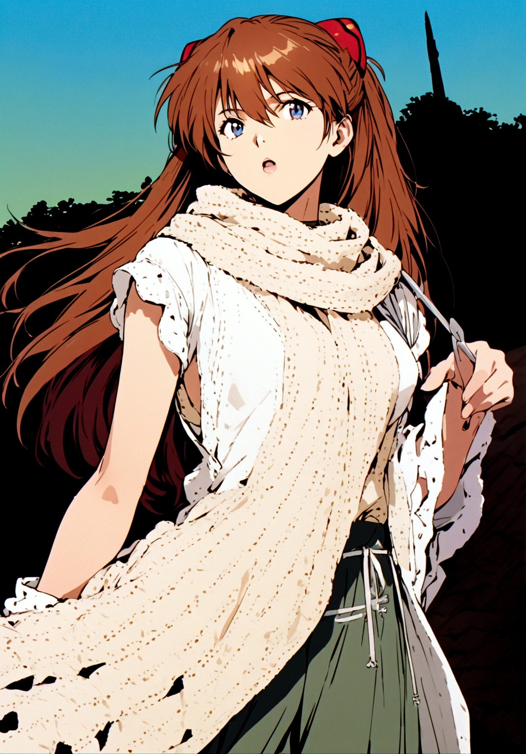 Asuka Langley Soryu, Long Hair, bangs, blue eyes, Brown Hair, hair ornaments,