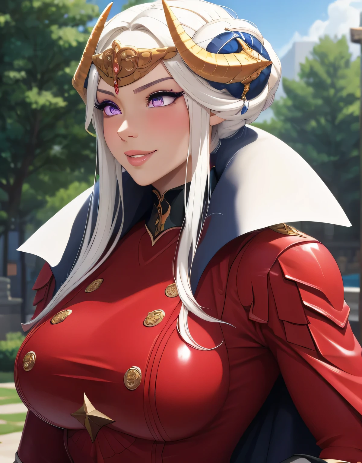 edelgard_timeskip, edelgard_timeskip, crown, horns, red dress, red gloves, (masterpiece, best quality, 8k, HD, ultra-detailed), realistic style, very close up shot 2.0, garden 2.0, purple eyes 2.0, looking at viewer 2.0, blushing, face shot 2.0, perfect eyes, cute nose, very sexy smile 2.0, very luscious lips 2.0, upper body shot 2.0, very heavy eyeshadow 2.0, very heavy makeup 2.0, round face, very thick lips 2.0, very glossy lips 2.0, very pouty lips 2.0, shiny skin, lustrous skin 2.0, incredibly pretty 2.0, incredibly beautiful 2.0, very athletic 2.0, beefcake 2.0, bodybuilder 2.0, fitness model 2.0, very sexy 2.0, very sexy smile 2.0, very luscious lips 2.0, very heavy eyeshadow 2.0, very heavy makeup 2.0, round face, very thick lips 2.0, very glossy lips 2.0, very pouty lips 2.0, shiny skin 2.0, lustrous skin 2.0, incredibly pretty 2.0, incredibly beautiful 2.0, very athletic 2.0, beefcake 2.0, bodybuilder 2.0, fitness model 2.0, very sexy 2.0, very sexy smile 2.0, very luscious lips 2.0, face shot 2.0, very heavy eyeshadow 2.0, very heavy makeup 2.0, round face, very thick lips 2.0, very glossy lips 2.0, very pouty lips 2.0, shiny skin 2.0, lustrous skin 2.0, incredibly pretty 2.0, incredibly beautiful 2.0, very athletic 2.0, beefcake 2.0, bodybuilder 2.0, fitness model 2.0, very sexy 2.0, amazon 2.0, amazon 2.0, amazon 2.0, amazon 2.0, incredibly muscular 2.0, incredibly muscular 2.0, incredibly muscular 2.0, incredibly muscular 2.0, very thick 2.0, very thick 2.0, very thick 2.0, very thick 2.0, muscle mommy 2.0, muscle mommy 2.0, muscle mommy 2.0, muscle mommy 2.0, motherly 2.0, mature female 2.0, motherly 2.0, mature female 2.0, motherly 2.0, mature female 2.0, very close up shot 2.0, upper body shot 2.0, very close up shot 2.0, upper body shot 2.0, upper body shot 2.0, very close up shot 2.0, very milf 2.0, very milf 2.0, very milf 2.0, very milf 2.0, very milf 2.0, very mature female body 2.0, very mature female face 2.0, looking at camera 2.0,