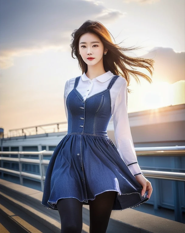 Angry woman in jeans dress and tights poses for photo, Photo of a thin girl model, Hot with bright sunlight, korean women's fashion model, Photo of a thin girl, beautiful south korean women, sexy style, หญิงKorean girlที่งดงาม, Korean girl, Open V-chest shirt, fashion model, beautiful female model, beautiful female model, wearing a swimsuit