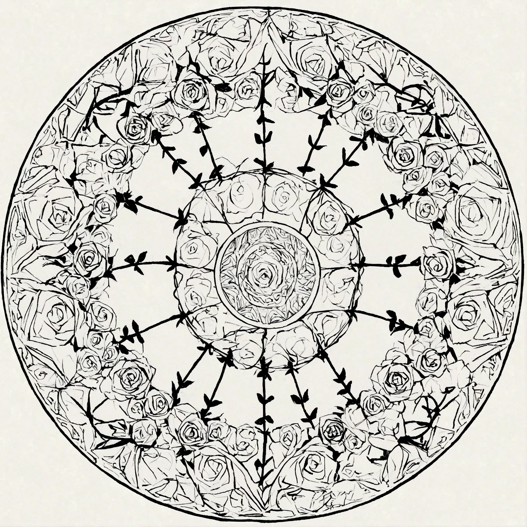 icon，Stick Figure，Circular pattern of roses，Patterned around the edge，