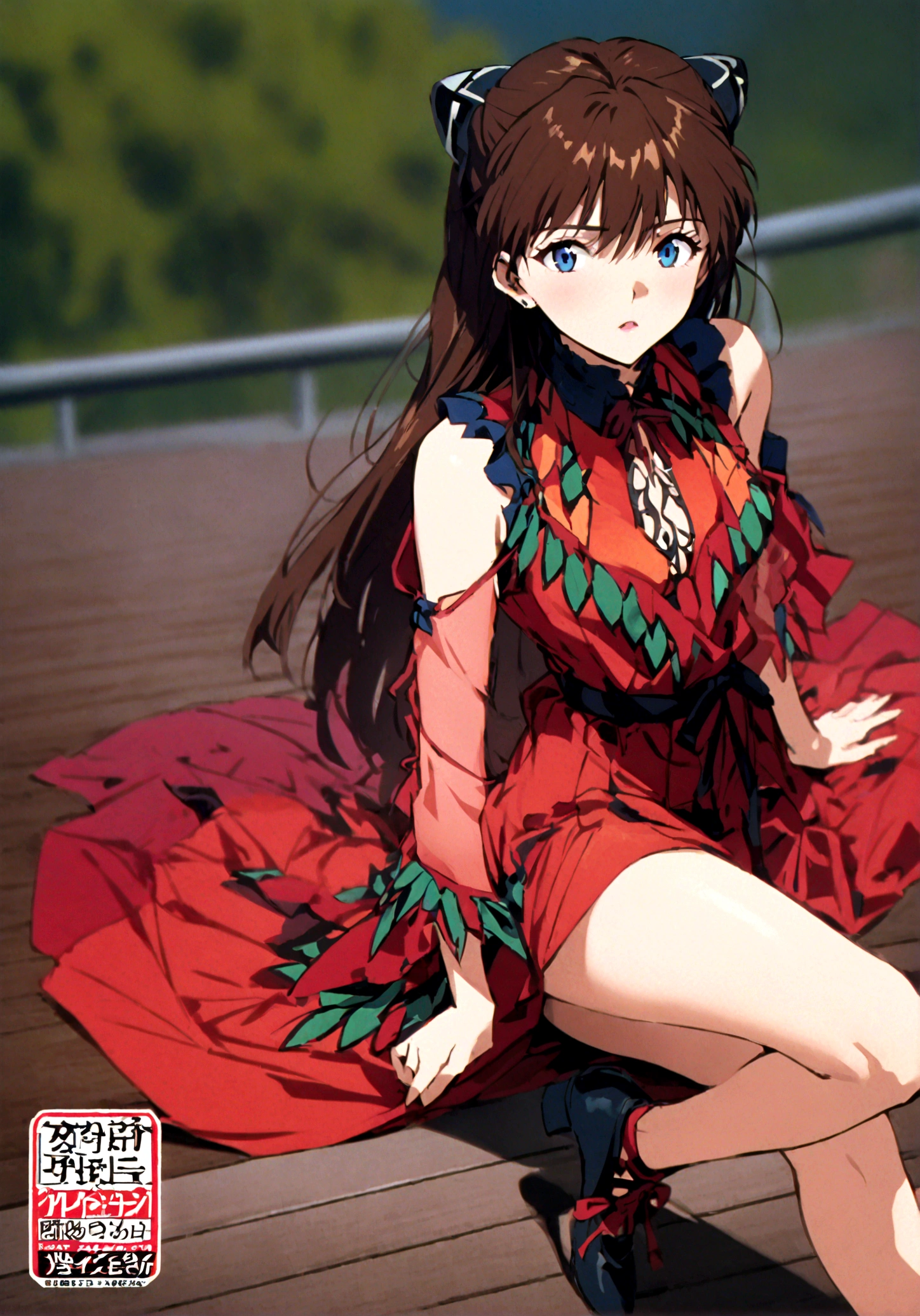 Asuka Langley Soryu, Long Hair, bangs, blue eyes, Brown Hair, hair ornaments,