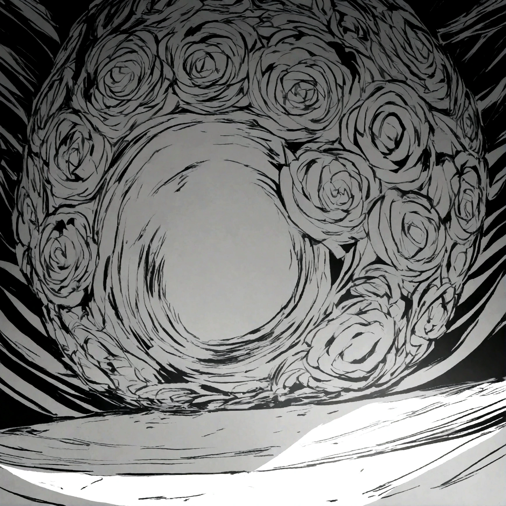 Monochrome rose lines，Round