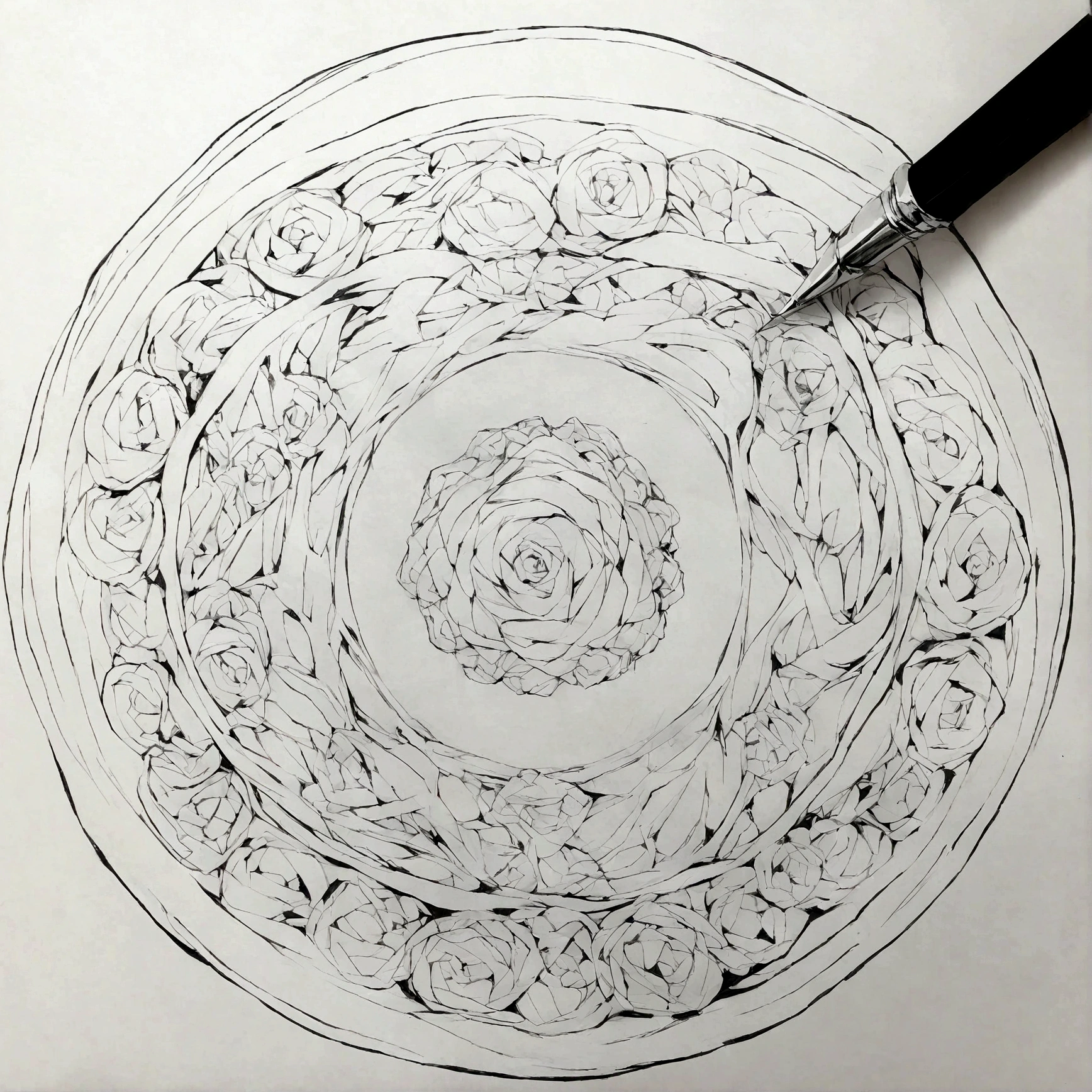 Monochrome rose lines,Round