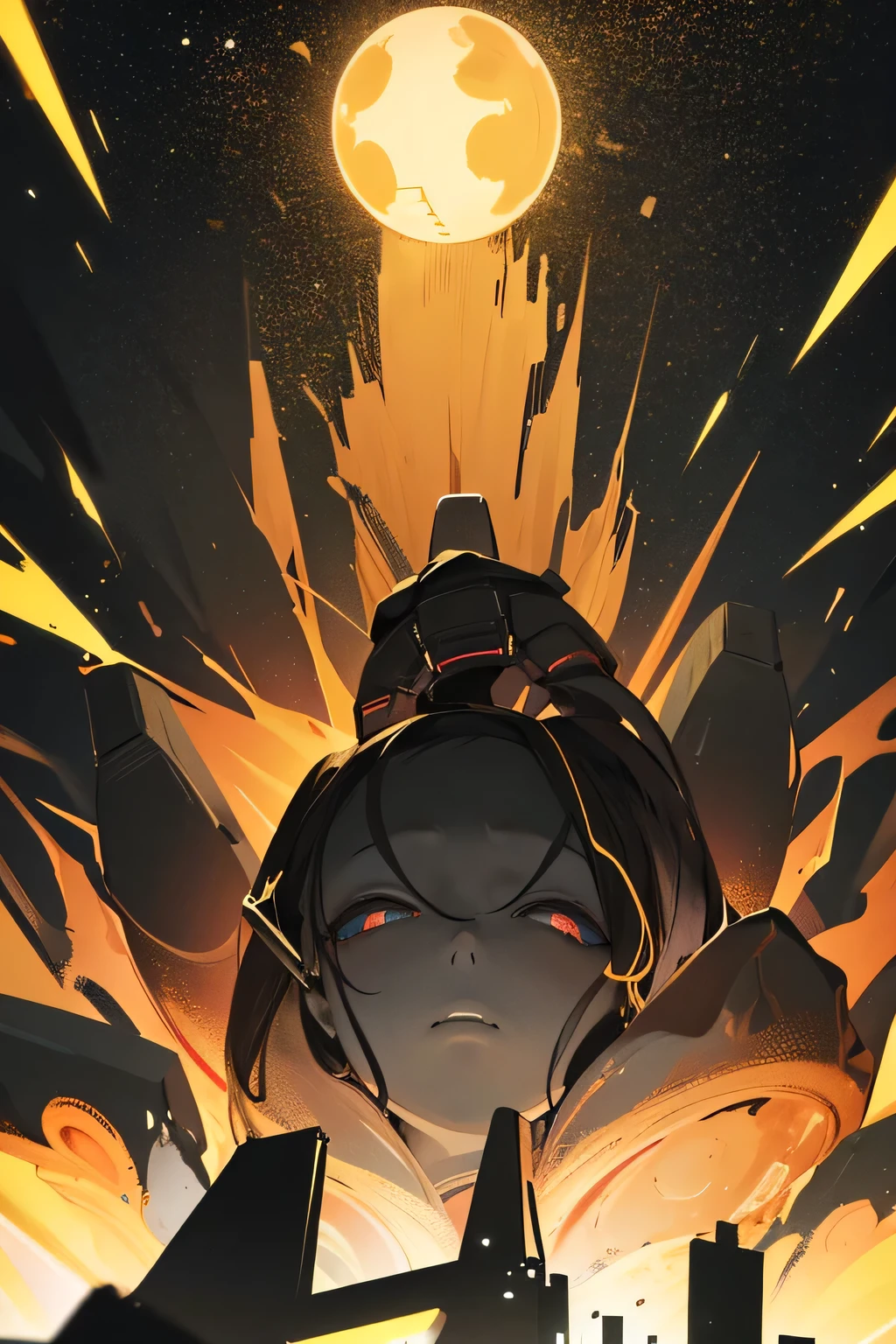 Android, dark scenery, robot, cyborg, dangerous pose, silent hill, Yellow portal instead of a face, black and yellow black hole on the head --niji 6 --ar 200:150 --sref https://i.postimg.cc/0ytD2Lry/9ec3c7216bcaad7f9cff684056e05b33-high.png