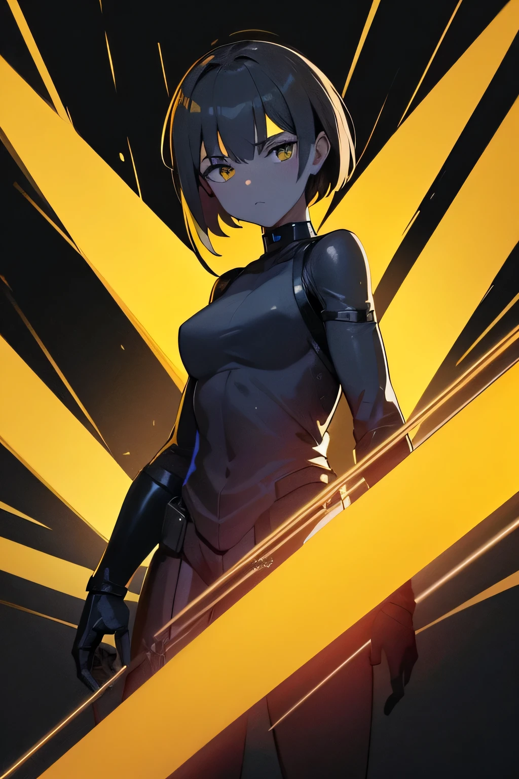 Android, dark scenery, robot, cyborg, dangerous pose, silent hill, Yellow portal instead of a face, black and yellow black hole on the head    --niji 6 --ar 200:150 --sref https://i.postimg.cc/0ytD2Lry/9ec3c7216bcaad7f9cff684056e05b33-high.png