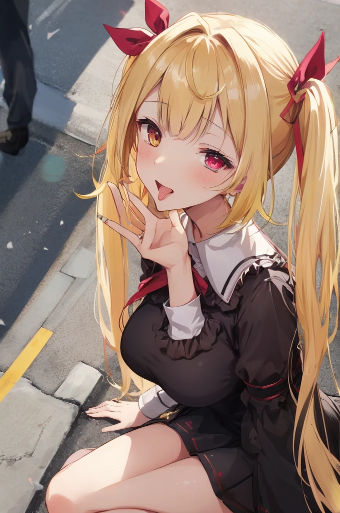 master piece, high quality, 8k, seduction of fellatio, (temptation by hand), hand in front of face, pov,
open mouth, long tongue, squatting, profile, (from above:1.2), look up at viewer, upturned eyes,
gigantic breasts, in narrow alley, dark night,
, 0pen,
fellatio_gesture,
FellatioGesture,
spoken manny,
, seductive smile, grin, (looking up at viewer:1.2),
hs1, red eyes, yellow eyes, twintails, hair ribbon, Black dress