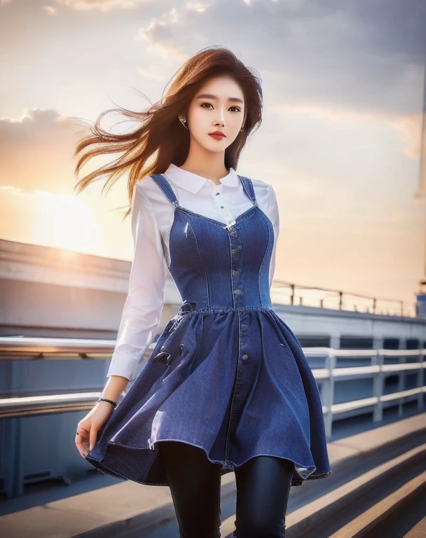 Close-up of woman in body suit,Denim dresses and tight pants, beautiful south thai women, Thai anime, Korean girl, Hot with bright sunlight, gorgeous young korean woman, นางแบบแฟชั่นkorean woman, beautiful young korean woman, korean woman, Photo of a thin girl model, 8k photos, 3-D, beautiful asian girl, Thin waist and thick hips, beautiful female model, Korean idol