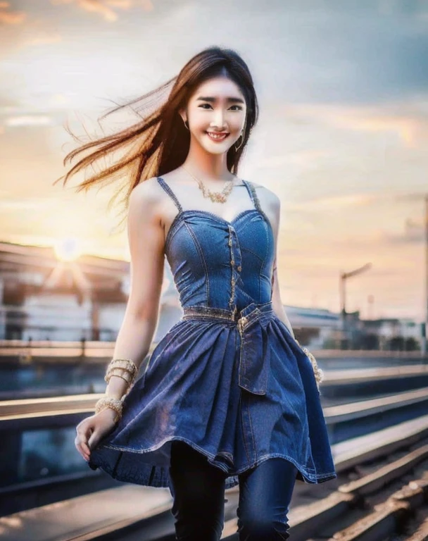 Close-up of a woman in a body suit,Denim dresses and tight pants, His stomach is WOW and strong., beautiful south thai women, Thai anime, Korean girl, Hot with bright sunlight, gorgeous young korean woman, นางแบบแฟชั่นkorean woman, beautiful young korean woman, korean woman, Photo of a thin girl model, 8k photos, 3-D, beautiful asian girl, Thin waist and thick hips, beautiful female model, Korean idol