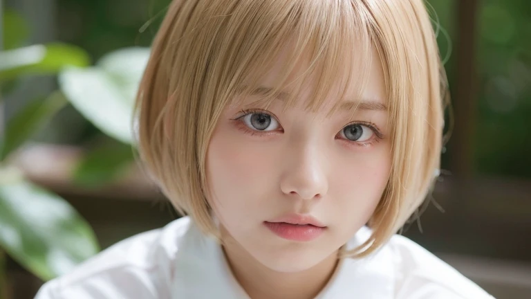 (Bob Cut Hair, Platinum Blonde Hair:1.2),(Wearing school uniform:1.2),1 girl,Japanese,21 years old,(Small breasts:1.3),(highest quality,masterpiece:1.3,超A high resolution,),(Ultra-detailed,Caustics),(Photorealistic:1.4,RAW shooting,)Ultra-Realistic Capture,Very detailed,High resolution 16K human skin close-up。 Natural skin texture、,Pores、、It needs to be detailed enough to be easily identifiable。 Skin should be even-toned and healthy looking。 Use natural light and colour, Sad expression, Looking at the camera, Perfect dynamic composition, Outdoor