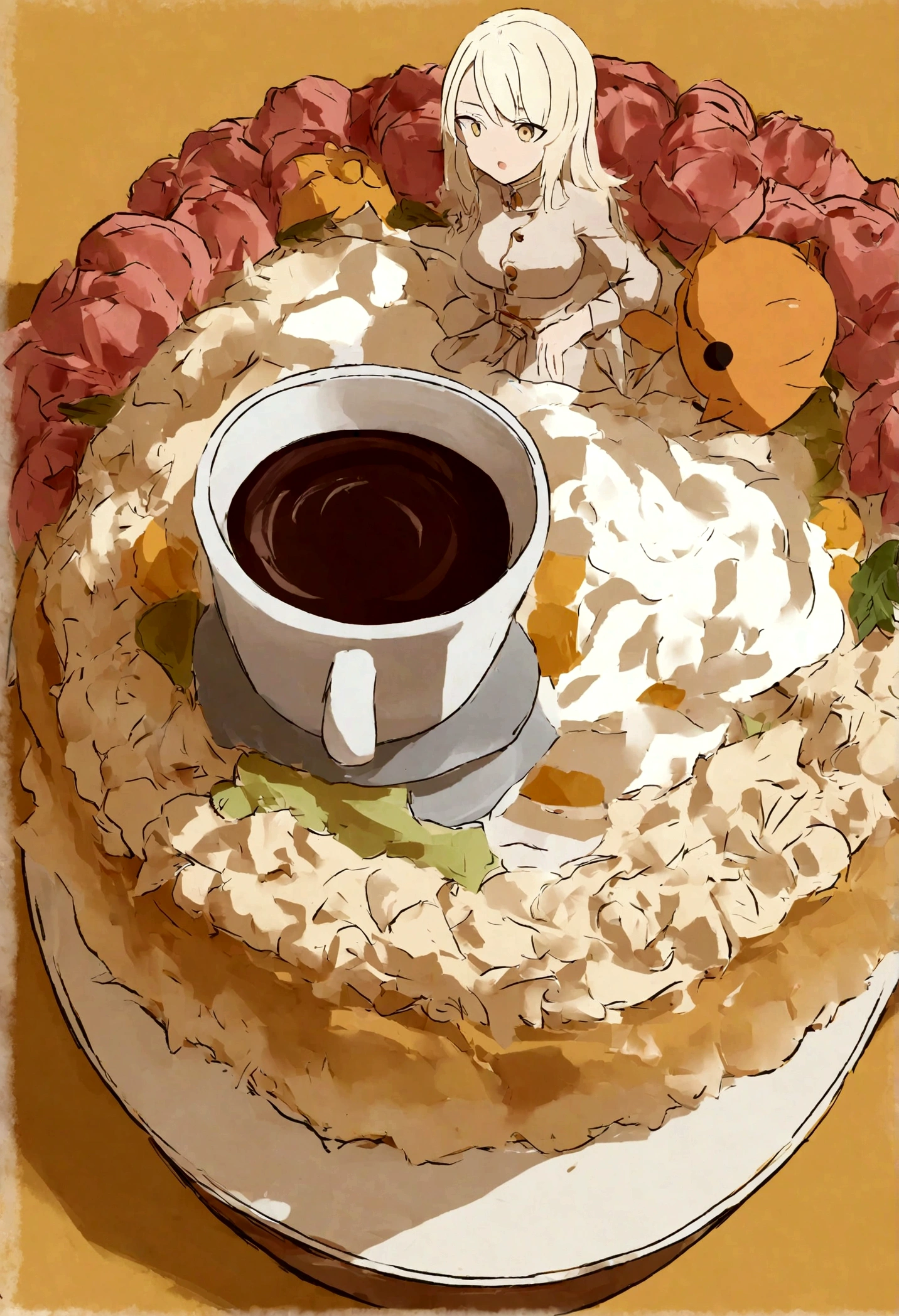 Moona Hoshinowa et Kaela Kovalski, sortir avec, in the coffee, absurdes, high resolution, ultra-tranchant, 8k, chef-d&#39;artwork, regarder le spectateur
