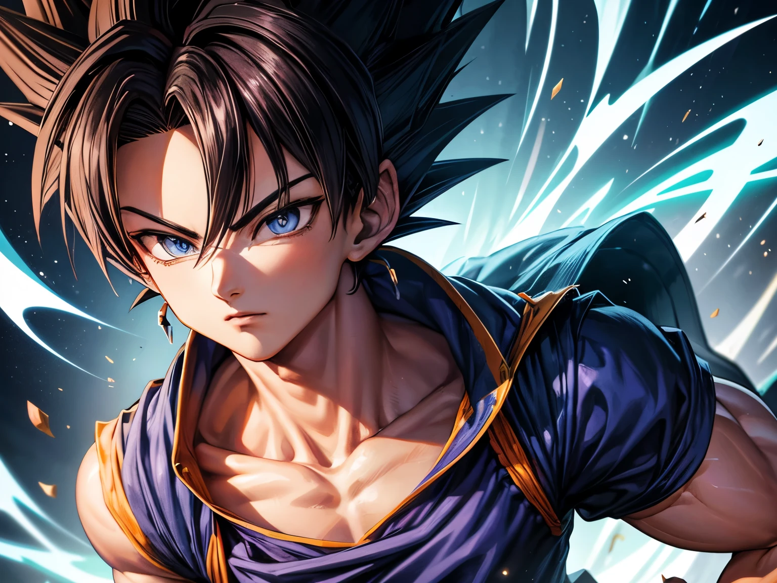 He beheld, a captivating vision of the curved, attractive figure of Goku, (from Dragon Ball), adorned with short, messy hair. The image, of the highest resolution and super-detailed, (Main Works), showcased beautiful and delicate eyes that sparkled with an absurd intensity, a sight that could easily grace an 8k wallpaper. The intricate details of the face were further accentuated by the Depth of Field, creating a stunning visual effect that was both practical and breathtaking.

Reflected in Goku's eyes was the image of a black, Prix Racing Lexus IS350 GT300 Basic Model '08, parked elegantly