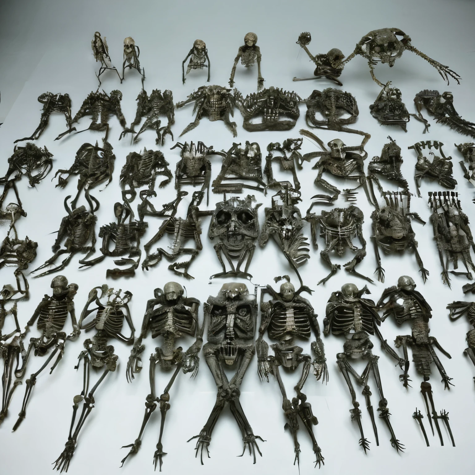 Dense and endless group of alien skeletons