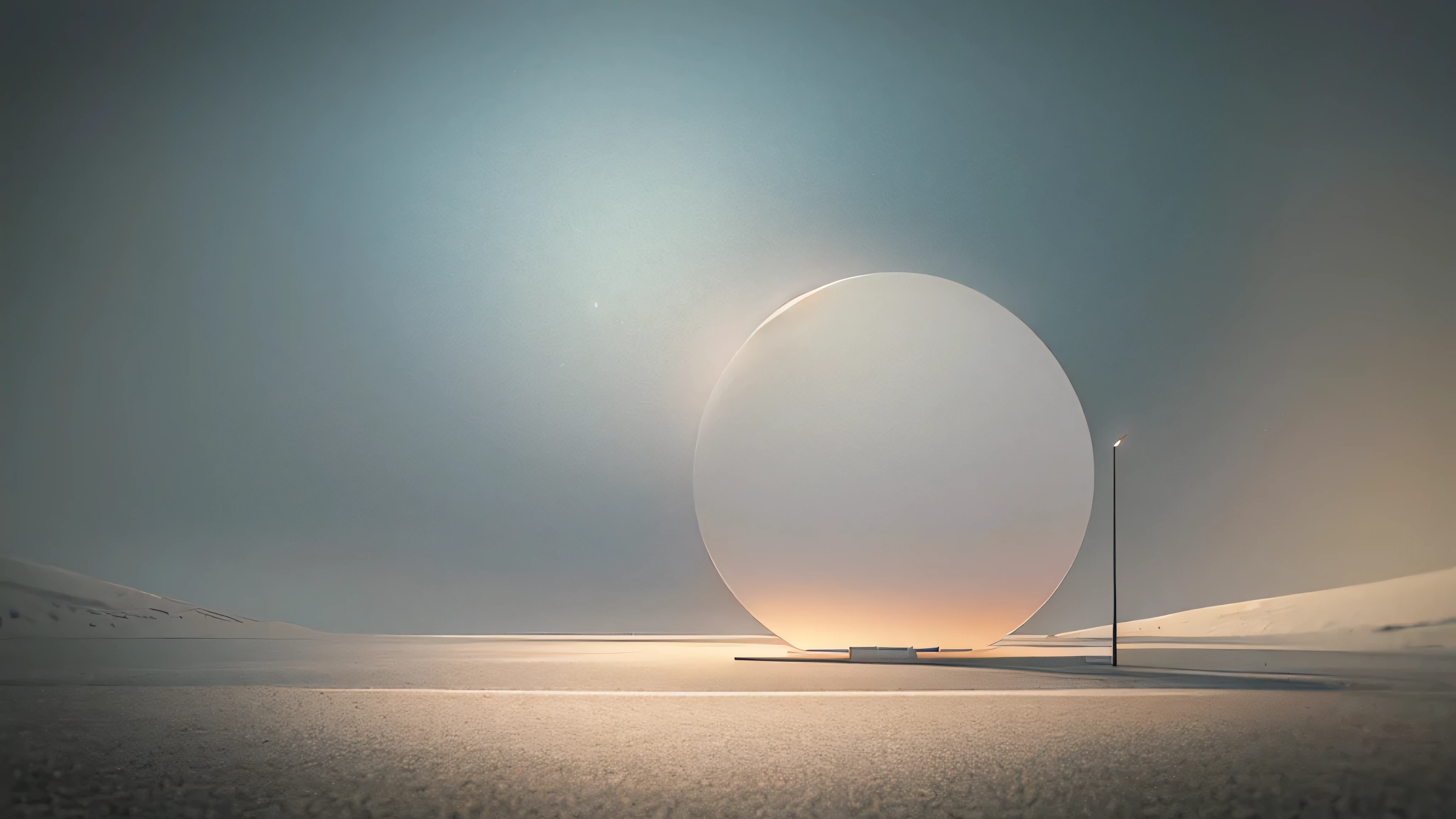 Pure White Endlessness，Emptiness，Imaginary Fantasy，Light coloured sky, ground,waterand desert, surreal 3d landscapesFantasy, soft and bright, Lowviewing angle, background isclean,c4d, octane render,studioighting, hyper-detailed,Crystal clear sphere, High reflectivity, Conceptual art, Futurism, cinematic lighting, reflection light, best quality, highres, 16k, anatomically correct, accurate