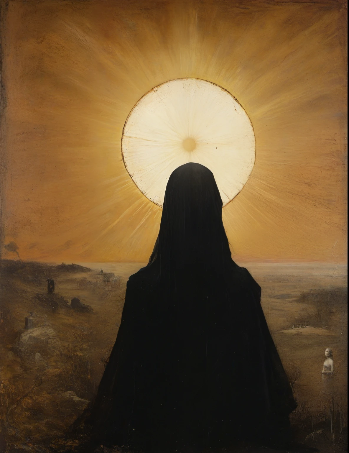 James Gurney, Surrealist art , dream-like, Mysterious, Provocative, symbolic, Complex, detailed,, (Gothic but very beautiful:1.4), (masterpiece, highest quality:1.4) , Nicola Samori Style, sun
