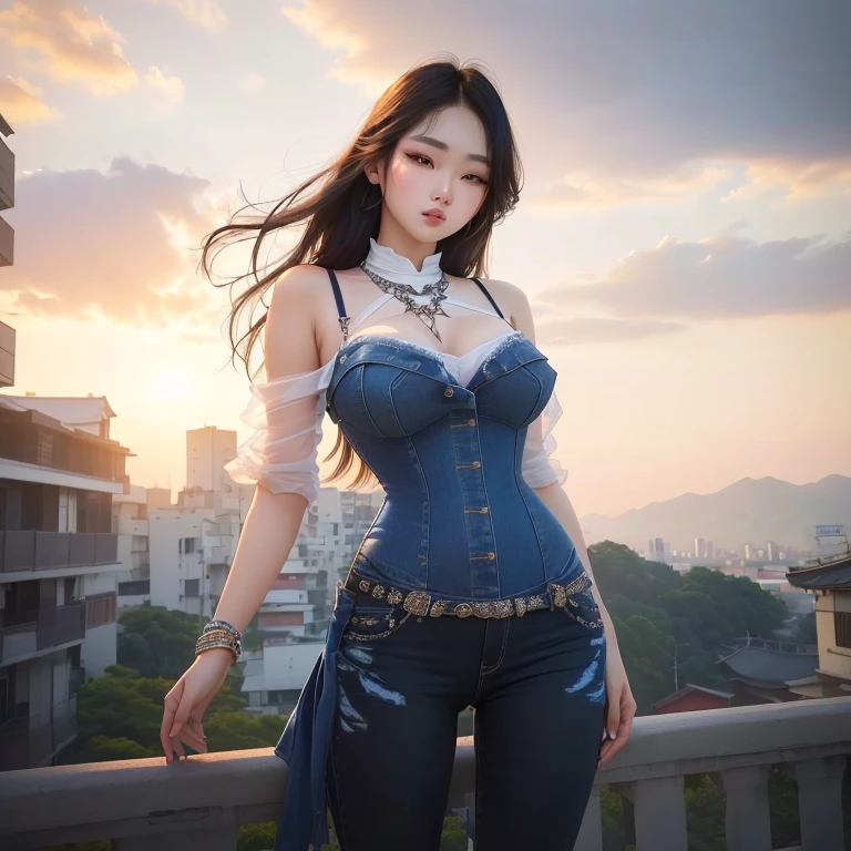 Araffe woman in a denim corset poses for a photo, beautiful south korean woman, Hot with bright sunlight, Korean girl, gorgeous young korean woman, korean woman, beautiful young korean woman, นางแบบแฟชั่นkorean woman, IG model | RTM germs, beautiful asian girl, sexy girl, Attractive posture, Beautiful Asian woman, Photo of skinny female model Araffe in cool jeans., Relaxing on the balcony at sunset, Wear dark jeans., Hot with bright sunlight, beautiful south korean woman, Korean girl, Wearing Atsuko Kudo jeans., gorgeous young korean woman, korean woman, ชุดยีนส์บริสุทธิ์ที่ทันสมัยที่สุด beautiful young korean woman, beautiful asian girl, Cruel Korean Gothic Girl,