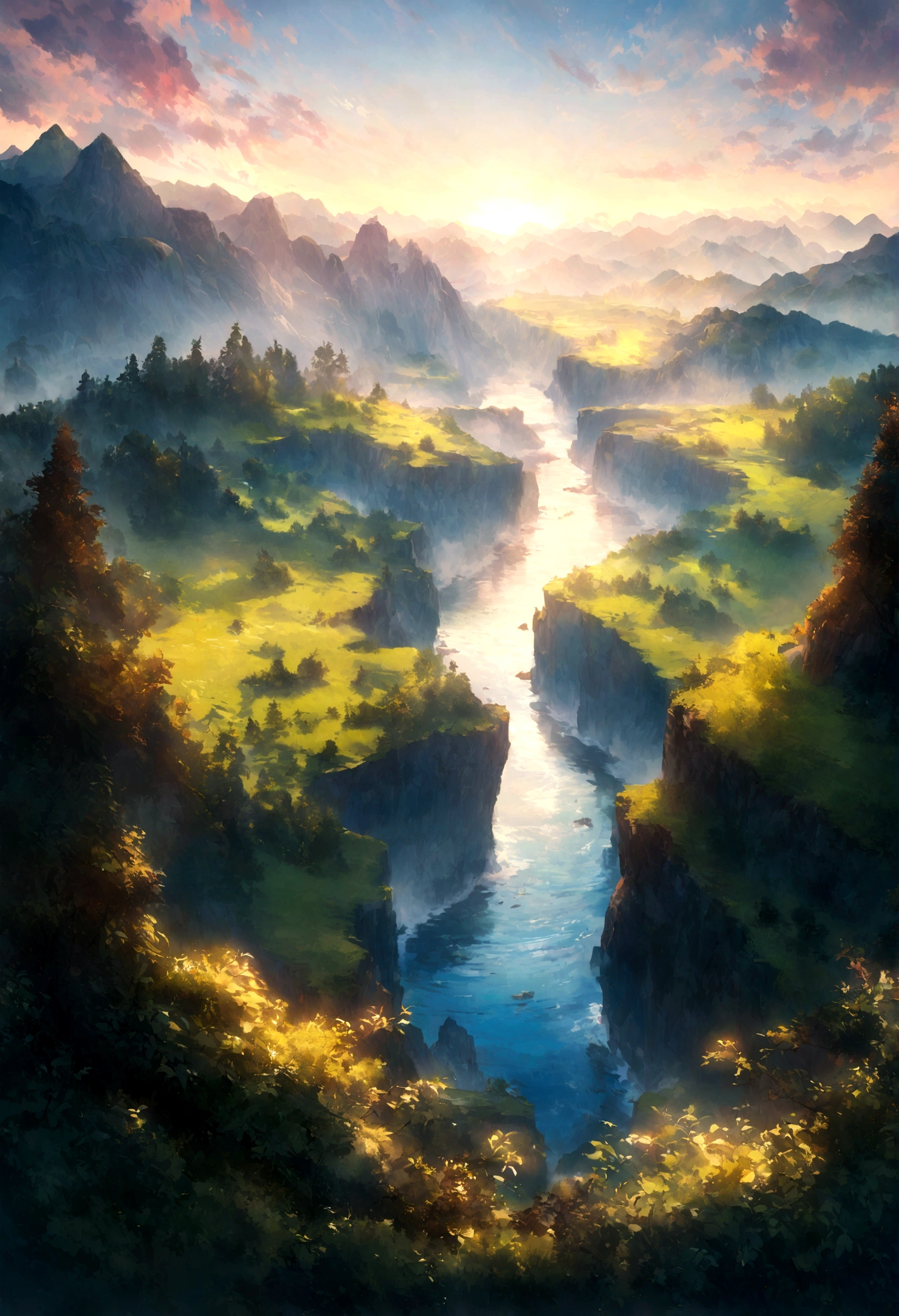 Alpine forest landscape photography,Rugged mountain roads,Clear and transparent lake,the trees,bushes,falling leaf,sun at dawn,Blurred vision,Cliffs and mountains,desolated,Aloneness,Cold,foggy sky,Not dazzling morning sun,Nightmare vision,Dark fantasy plot,Perfect and excellent composition,8K resolution,the detail,limitations,Close-up ultra-wide angle shot,realisticlying,stunning skies,Colorful clouds float,true to life, Pubic area is clear, flawless perfection, Digital SLR, 1024, 2048, 4096, A detailed, Sharp, best qualtiy, high qulity, absurderes,unmanned background,The is very detailed、Detailed lighting shadows,Trends on ArtStation、iintricate、high detal、dramatics、(Volumetriclighting:1.2)hdr shot。(Close-up,Super deep view,ultra-wide-angle,Microfocal length lens:1.2)(realisticlying:1.4)tmasterpiece、high high quality、Beautiful photography,globalillumination