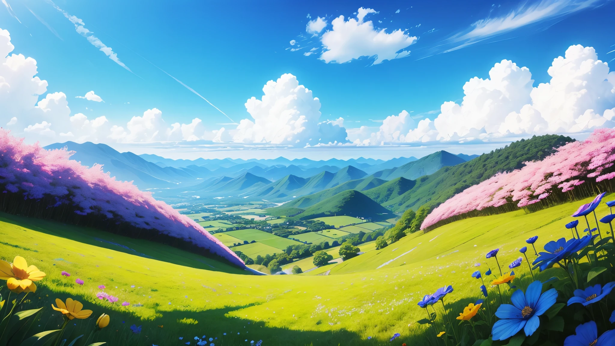highest quality、Blue sky、flower、Vivid、Early summer scenery