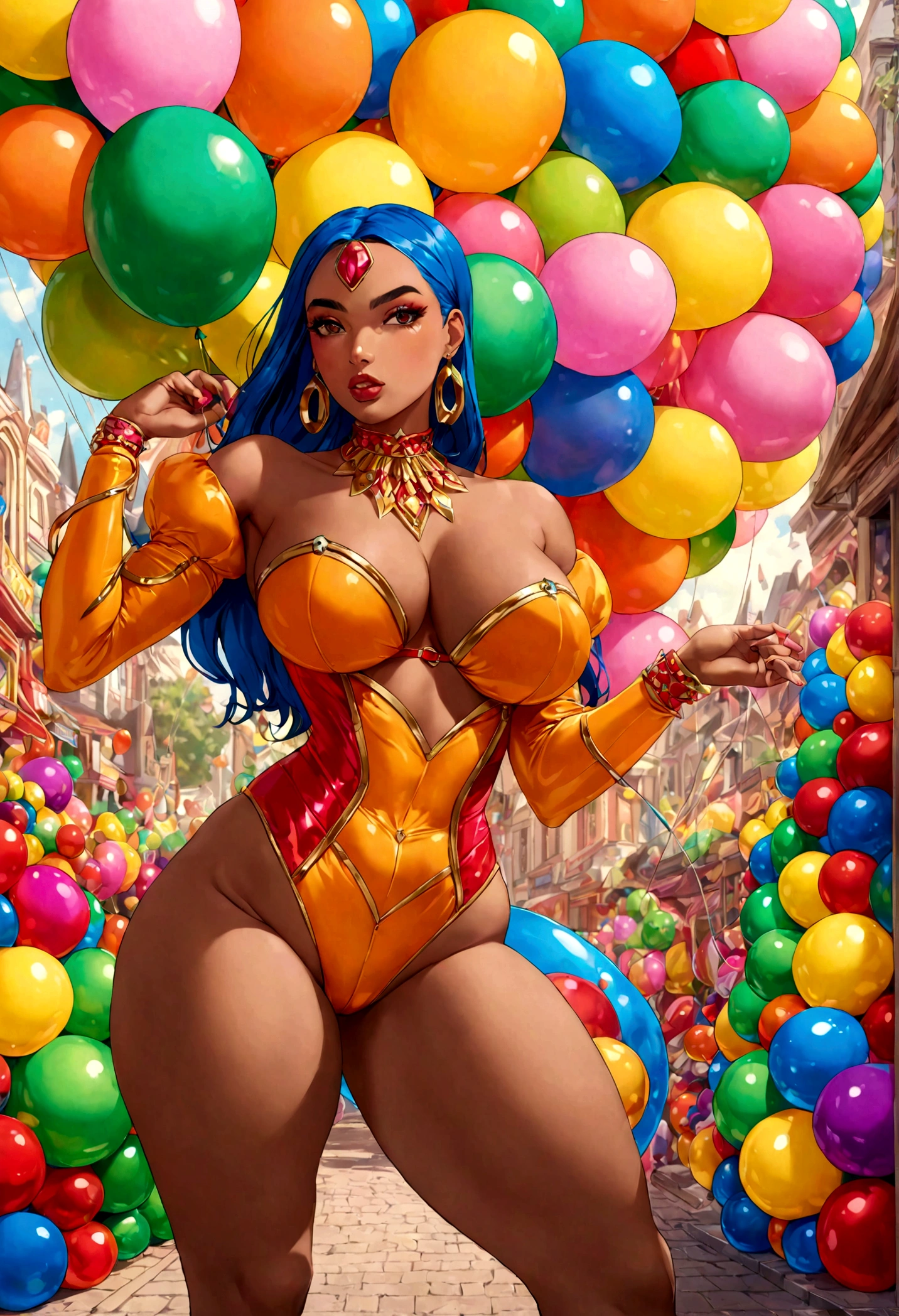neon sslime, physique: (A (bottom-heavy, superior) body part, exaggerated curves), narrow triangular waist, wide trapezoidal hips, [Woman: Dua Lipa as Megan thee Stallion as Vixen (from dc comics), drop dead gorgeous bitch duo, 32 years old, Perfect lady duo], (location: balloon carnival), {{{masterpiece photography}}}, genetically modified to have the widest hips in the world with the smallest chest in the World, with lots of bio-translucent slime & lime inflatable parts & and big puffy sleeves, (lighting: cinematic), soft lighting, (film: Fujifilm superia), [motion picture film gauge: 70 mm], by DynastySeries FashionNova, uhd, best quality, sharp focus, extremely detailed, ultra photo-realistic resolution, (focus: sharp), warm color palette, exaggerated curves
