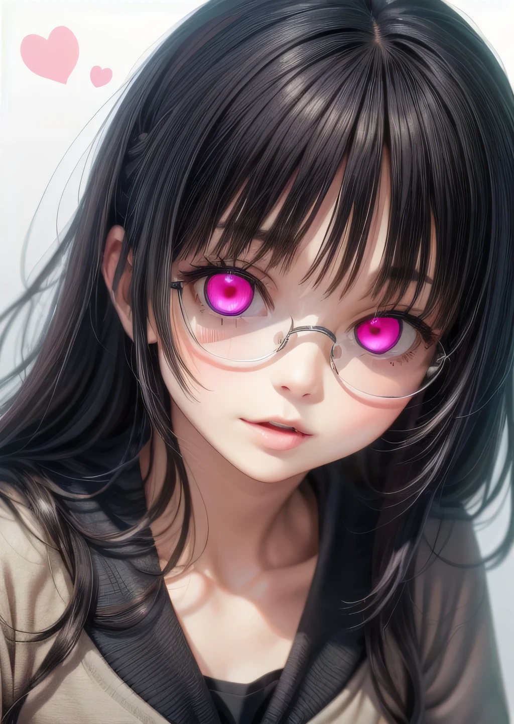  (highest quality:1.4), (High resolution:1.2), Sharp contours, Long Hair, highest quality, masterpiece,Glasses,Voice of the Heart,yandere,Full Body Shot,20-year-old woman,yandere,Big Breasts,Ecstasy,saliva,blush,Squint your eyes,Heterochromia iridis,Tuck up your clothes,