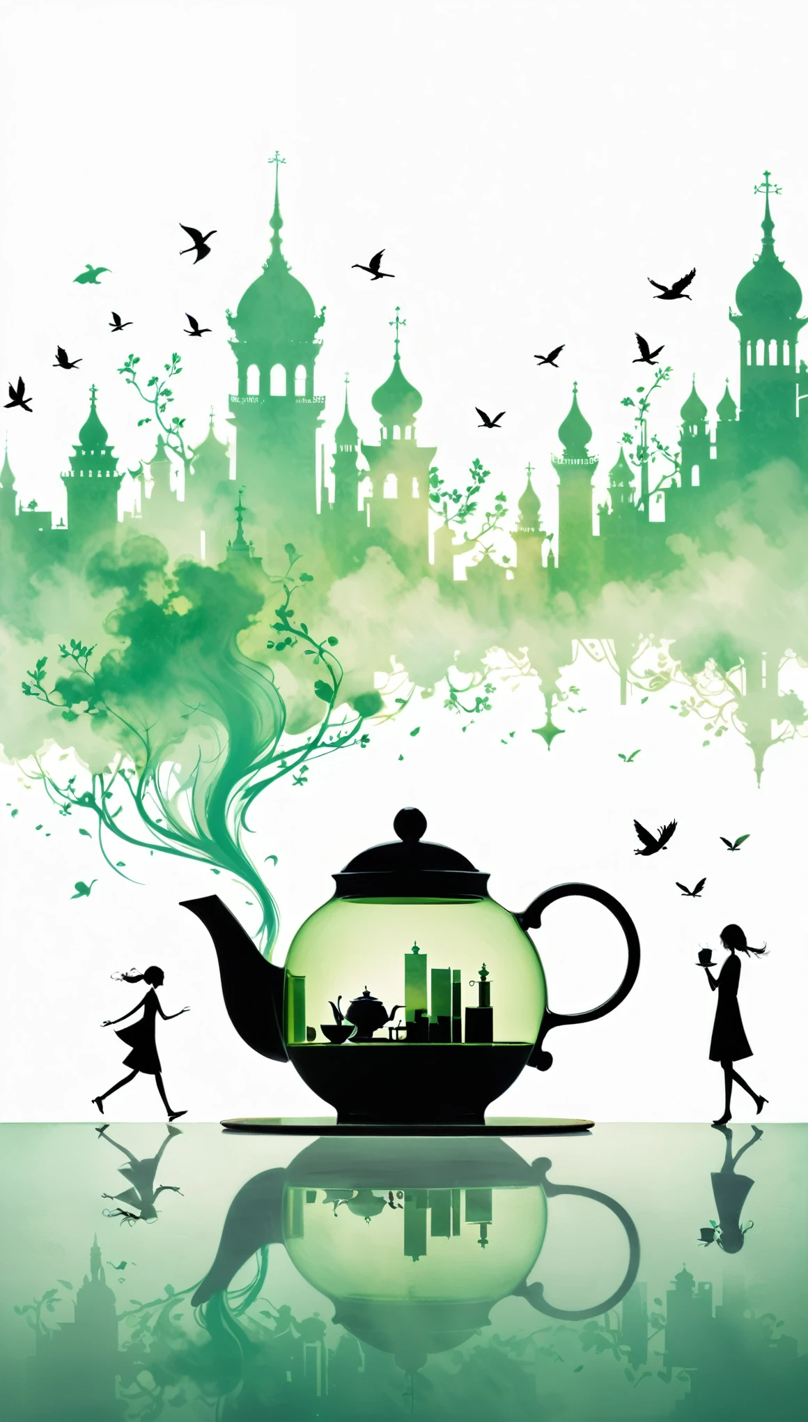 in style of Harry Bertoia,(in style of by Liu Ye:0.9),
(double exposure:1.4),white porcelain teapot,chessboard,a wisp of green smoke,(minimalist style:1.6),futuristic urban silhouette,(pure white background:1.4),(teapot solo focus:1.6),(stick figures combined with double exposure:1.2),