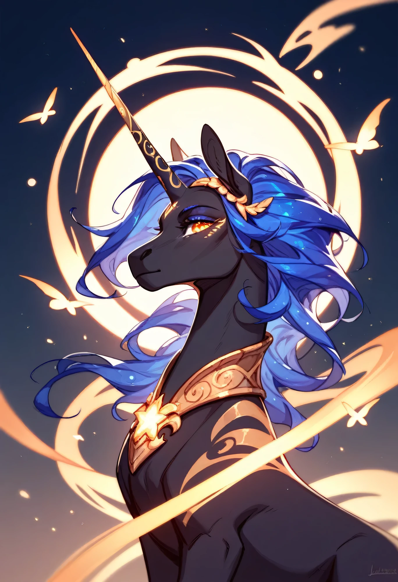 (score_9,score_8_up,score_7_up,score_6_up,score_5_up,score_4_up) dark unicorn, glowing, whimsical, enchanted, magical, fantasy art concept, intricate details,
