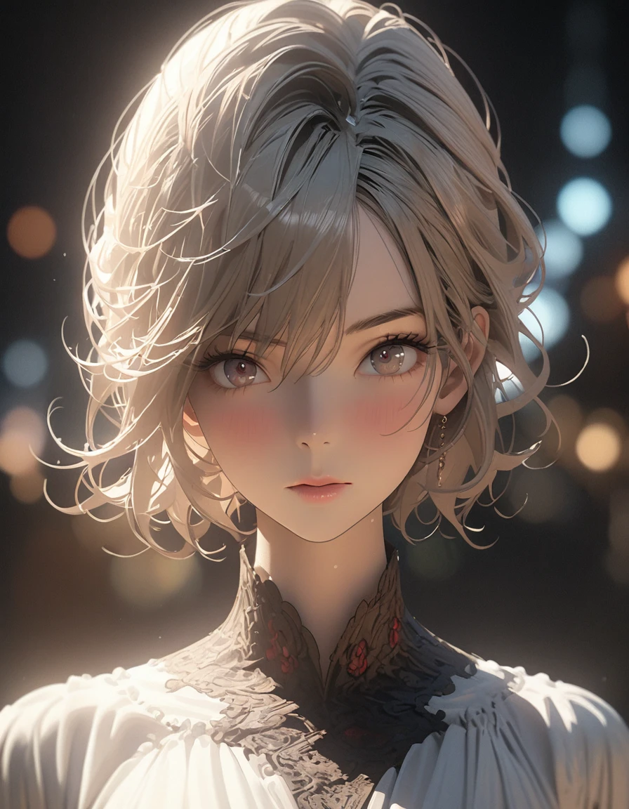 Beautiful Commoners、Perfect Face、Loose depiction、Eyes are hollow focus、Rough、one piece、Holding hands、Overlooking from afar、close、Rim light transparent special effect，Full body portrait，OC Renderer，Octane Renderer，Pure White Background， High detail, 4K, masterpiece.