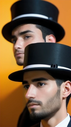 group of young haredi people mens together focus on face.