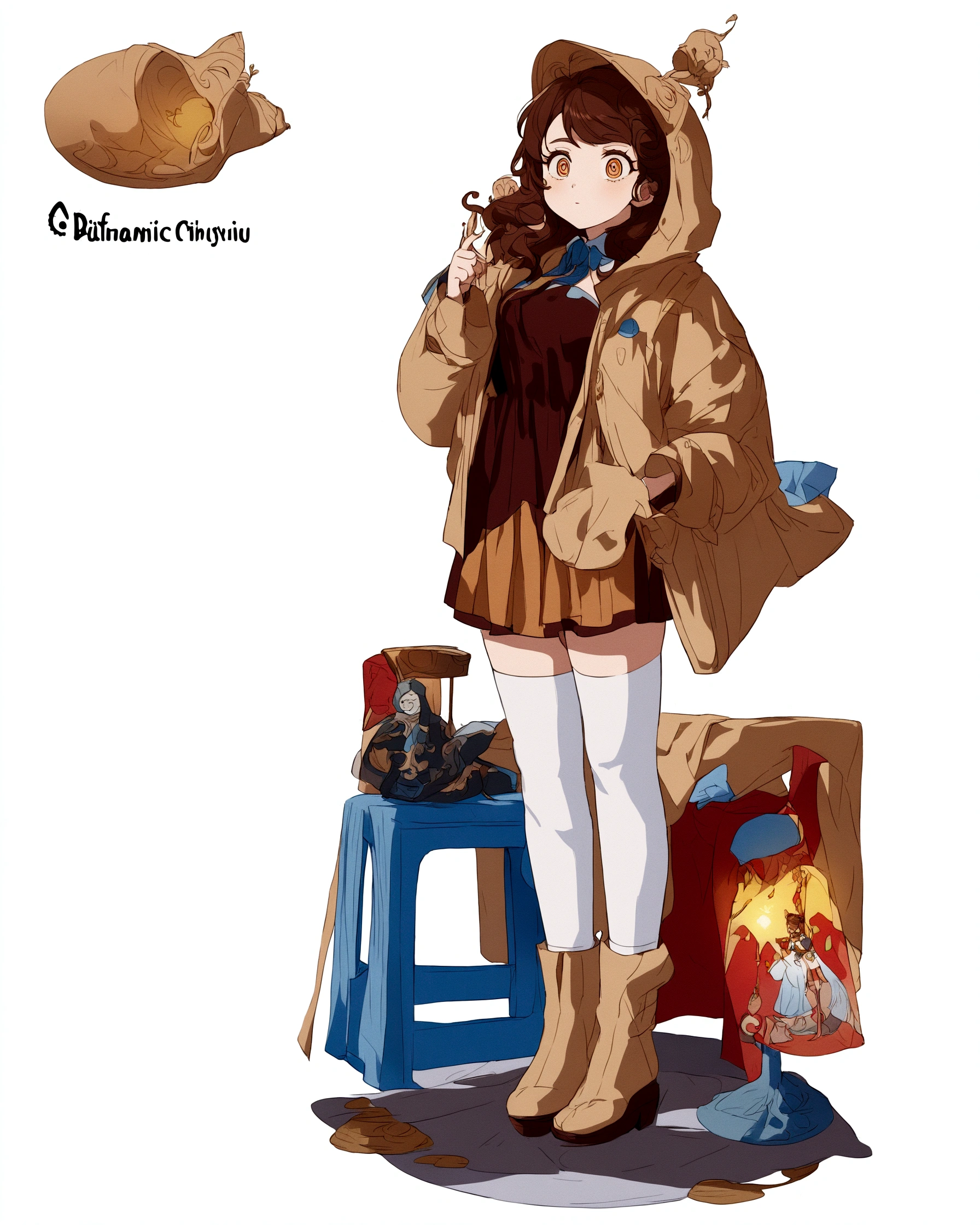 (hair swept bangs:1.3) (brown hair:1.3), a close up of a woman in a blue dress and white socks, loose coat collar sailor uniform, fantasy style clothing, sakimichan, japanese clothes, style anime, magical school student uniform, witchcore clothes, magic , ta style, anime girl cosplay, jk uniform, victorian blue dress, decorative dark blue clothing, gloomy style, anime set style, (beautiful detailed face),(Beautiful and delicate eyes),