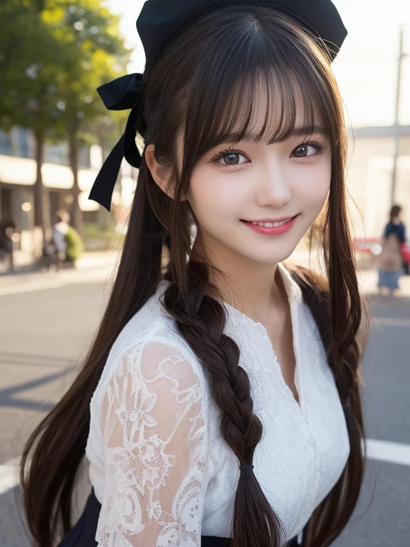 masutepiece, Best Quality, Illustration, Ultra-detailed, finely detail, hight resolution, 8K Wallpaper, Perfect dynamic composition, Beautiful detailed eyes, Women's Fashion,Natural Color Lip, twin-tail hair. Bold sexy poses,Smile,Harajuku、17 years old girl、Cute、Sexy shot looking at camera,