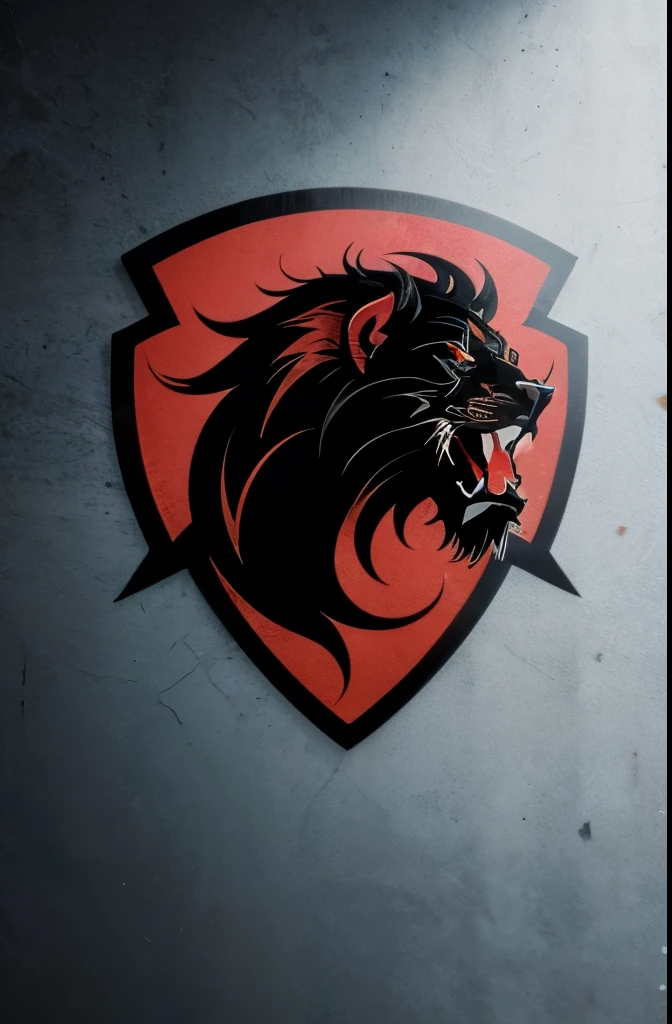 Logo of a black and red lion