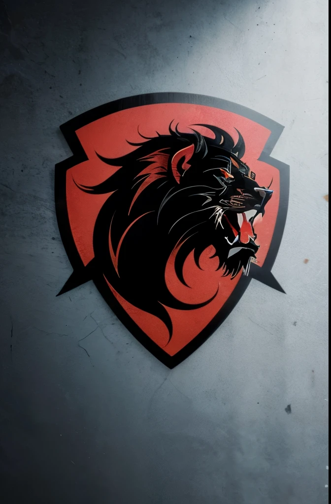 Logo of a black and red lion 