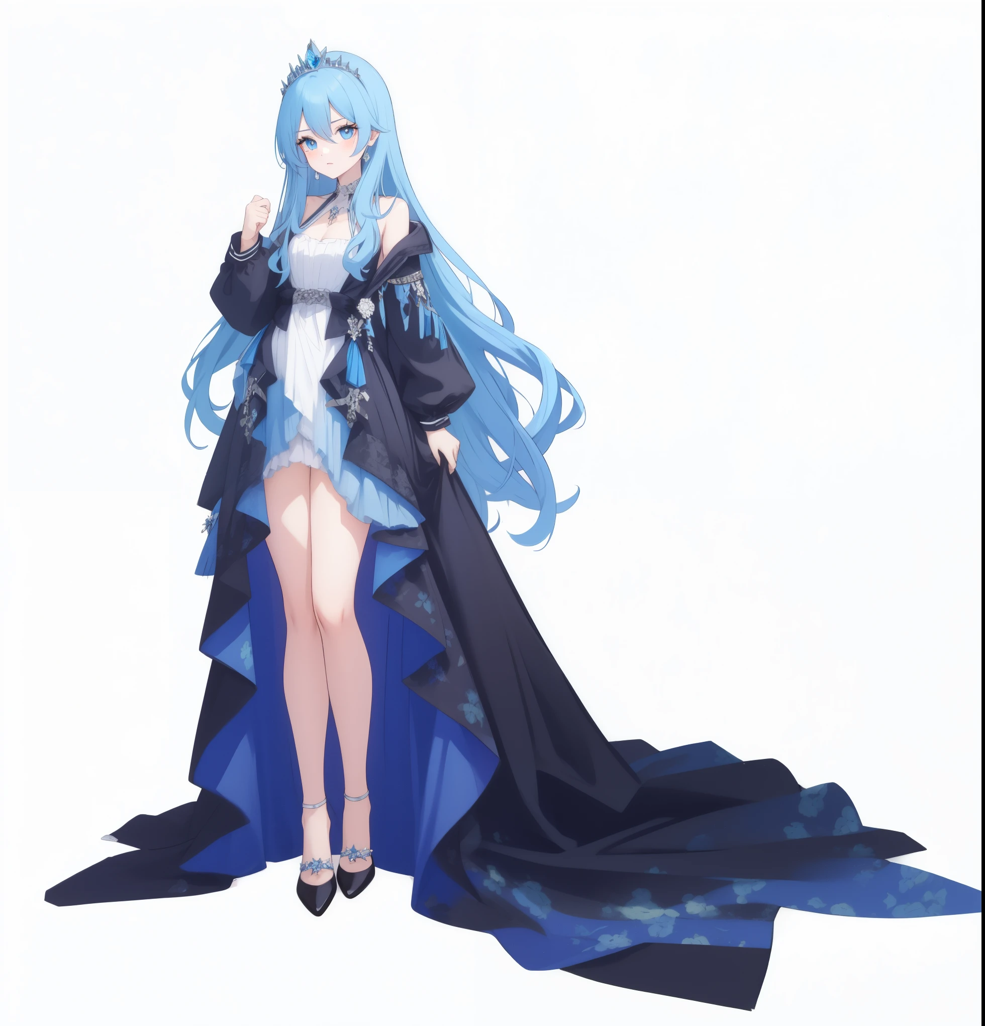 HD,Blue eyes,Blue Hair,With a tiara