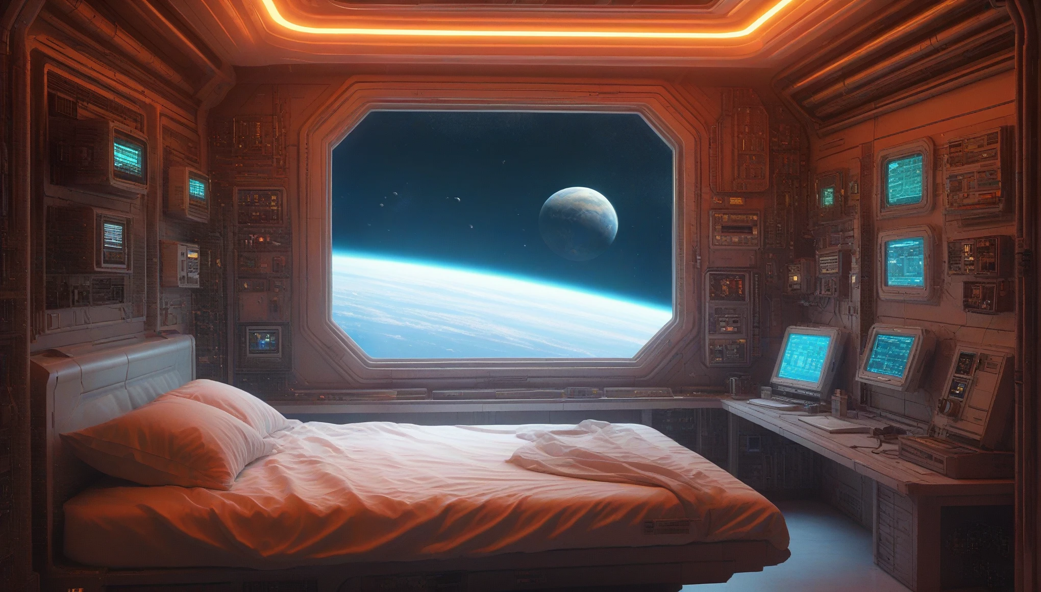 anchespaceroom, escenario, no humanos, cama, Science fiction